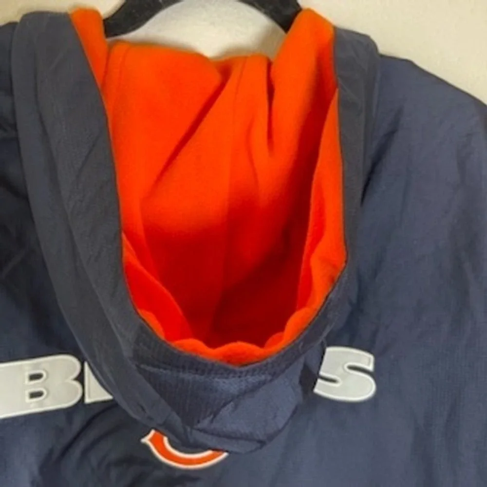 Vintage Reebok Chicago Bears NFL On-Field Full Zip Hooded Windbreaker Jacket XL